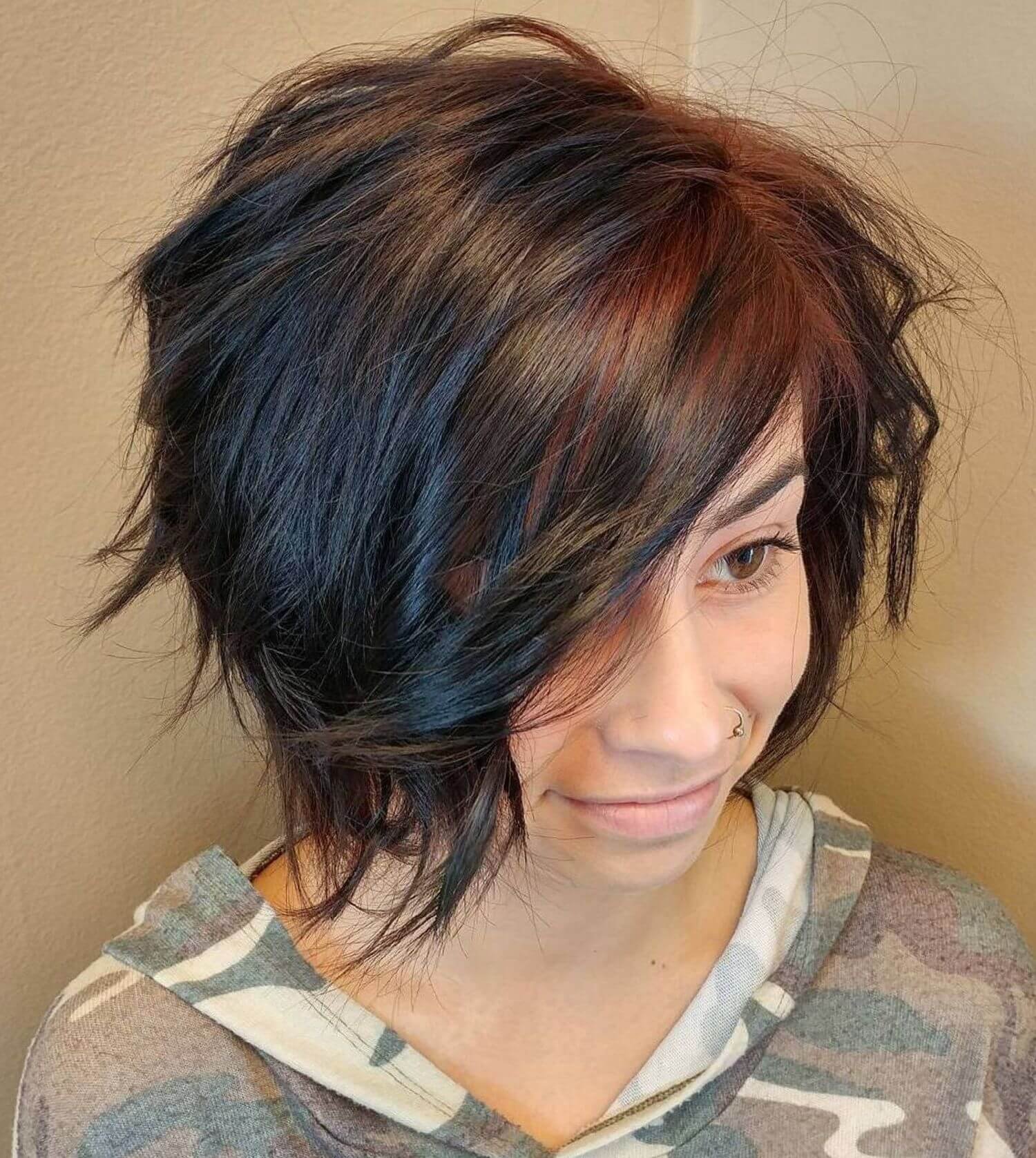 Asymmetrical hairstyle with a unique and edgy flair, showcasing creativity and individuality