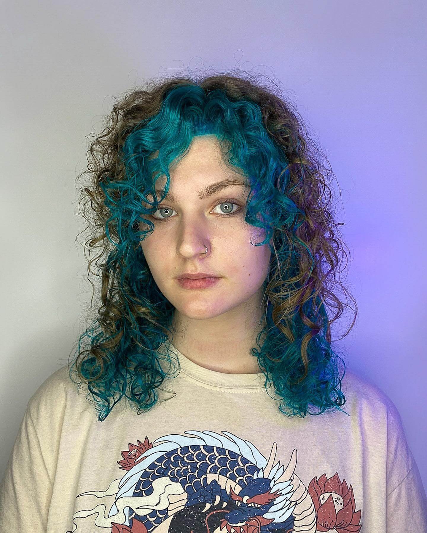 Curly Wolf Cut With Two Colors