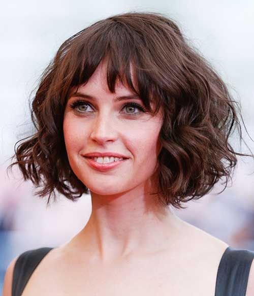 Curly Textured Bob With Fringe