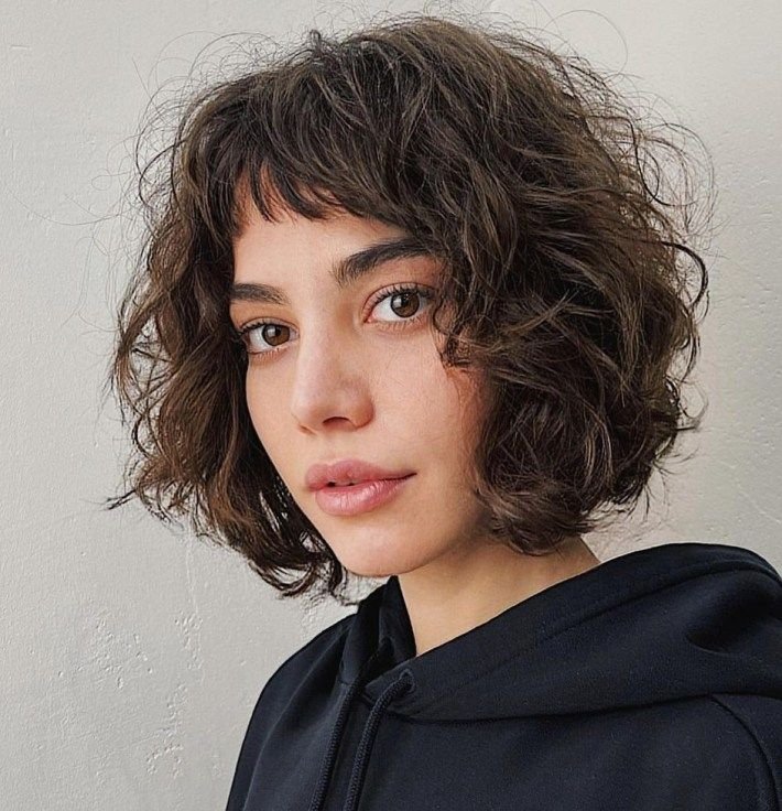 Short, Curly Hair With Bangs
